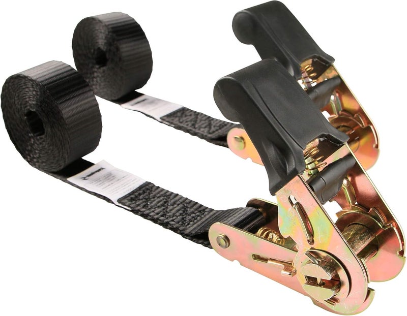 sumpluct Endless Ratchet Tie Down Straps,Du-Rable Nylon Black Strap Ratcheting Securing,Heavy Duty Cargo,Track Spring Fittings,Cargo Ropes for Trailer Loads,Motorcycle,Kayak,7ft-2Pack - Image 1